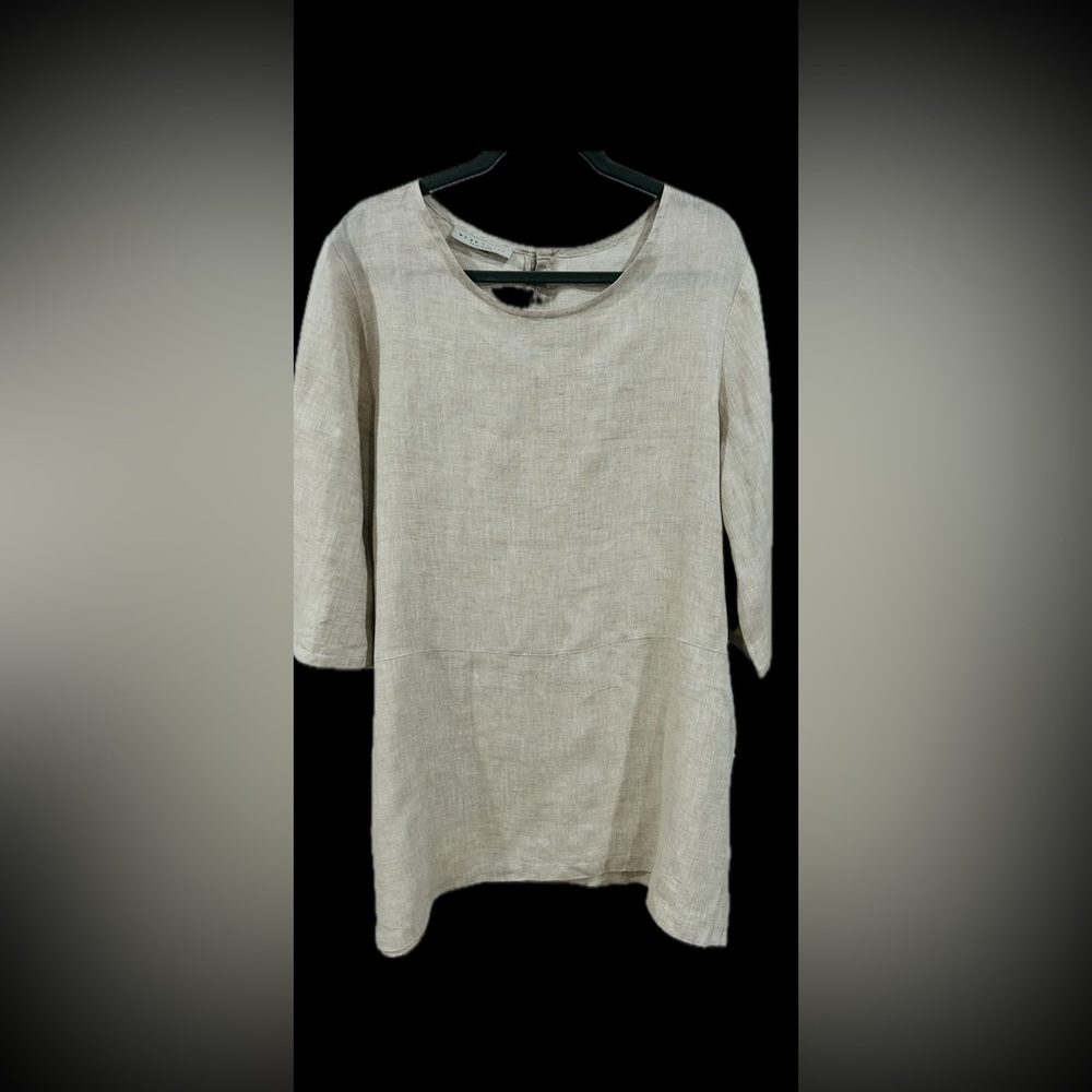 b r y n WALLKER Beige Linen Tunic Top